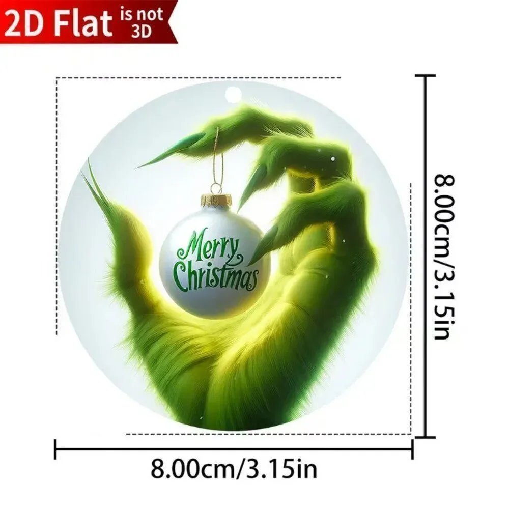 2D Flat Festive Grinch Merry Christmas Holiday Winter Ornament 3.15